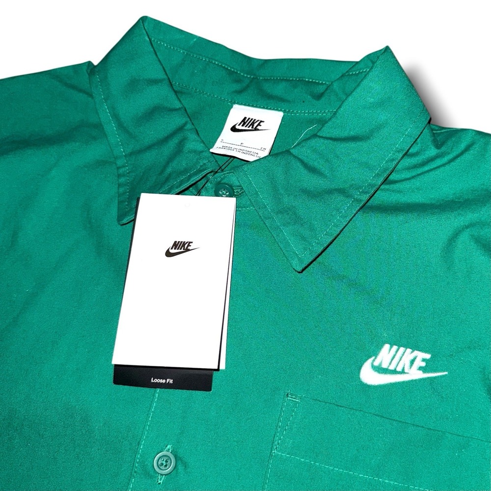 New‎ NIKE Oxford Shirt Small Club Short-Sleeve Button-Up Loose Drawcord FN3902